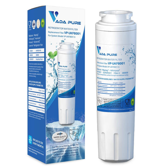 Vada Pure - Replacement Refrigerator Water Filter for EDR4RXD1, UKF8001P, UKF8001AXX-750, Whirlpool 4396395, 469006, PUR, Puriclean II, 46-9006 Water Filter Vada Pure
