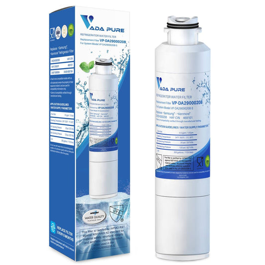 Vada Pure - DA29-00020B Replacement Refrigerator Water Filter for Samsung, DA29-00020B-1, Advanced Metal and Chlorine Filtration, Eliminates Odors, Improves Taste Water Filter Vada Pure
